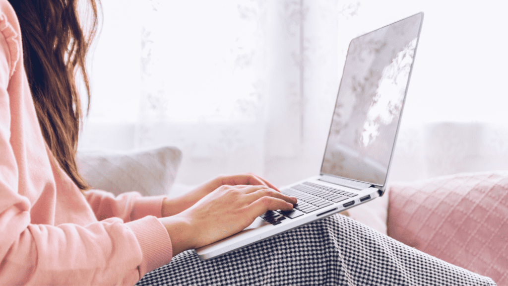 Woman working on laptop