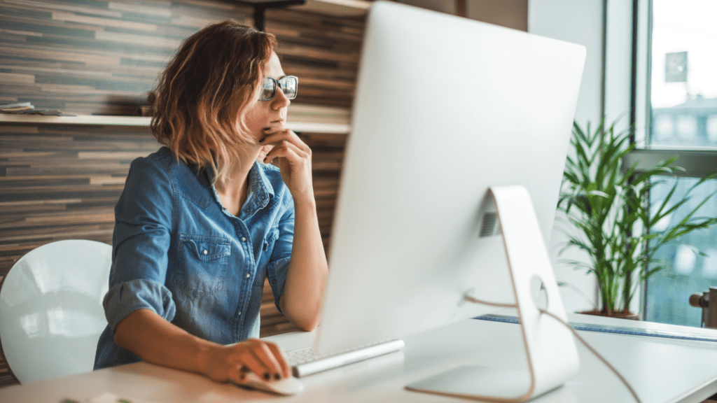 Woman working on a computer