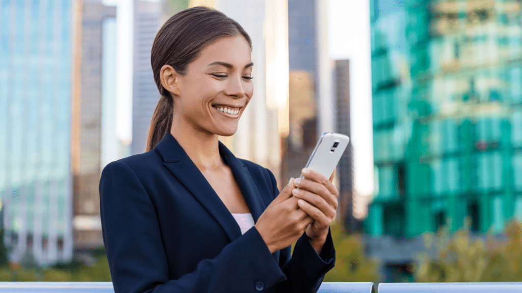 Woman looking at cell phone