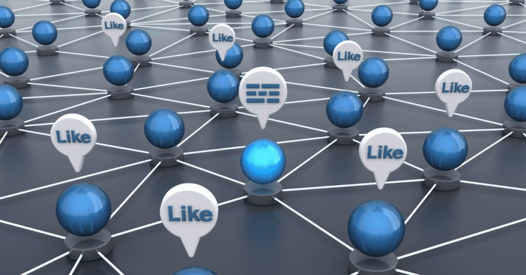 Likes connected through grid on Facebook