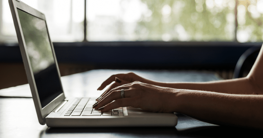 Woman working on laptop