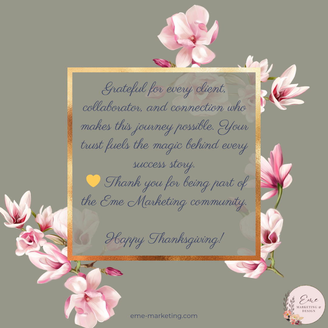 Grateful for every client, collaborator, and connection who makes this journey possible. Your trust fuels the magic behind every success story. 💛 Thank you for being part of the Eme Marketing community.